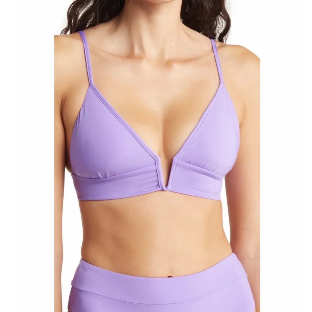 Maaji Purple Fever Parade Reversible Longline Triangle Bikini Top